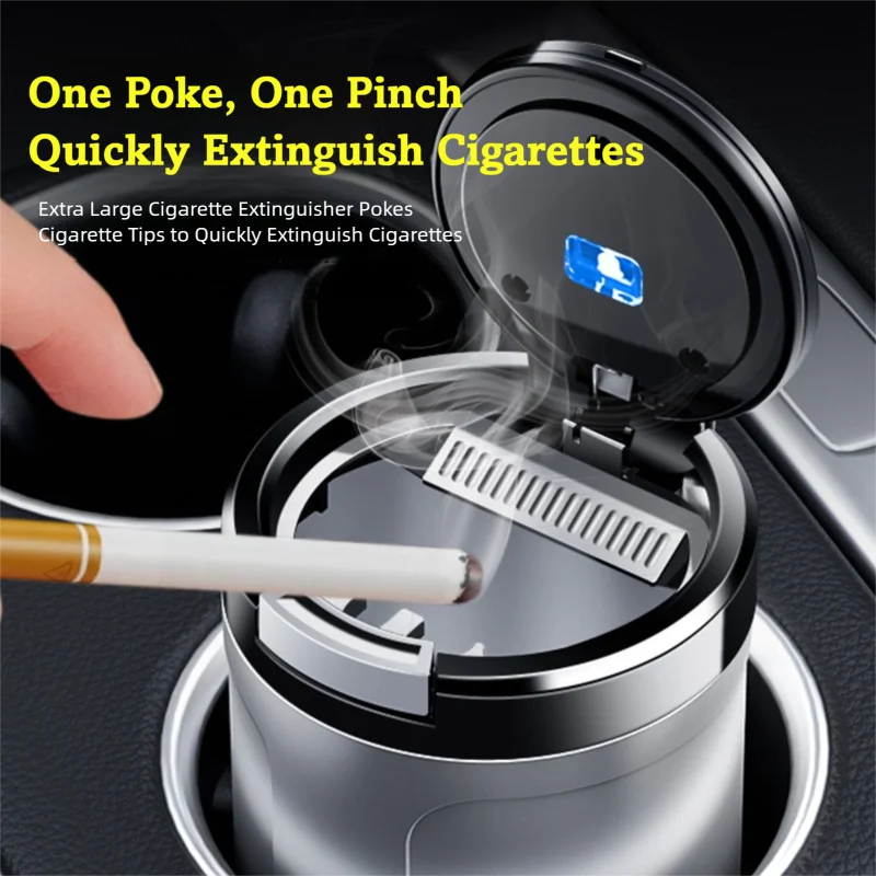 [2025 Upgrade] Car Ashtray Universal High-End Feel, Suede Leather LED Ceramic Inner Liner, Simple And Light Luxury Car Ashtray