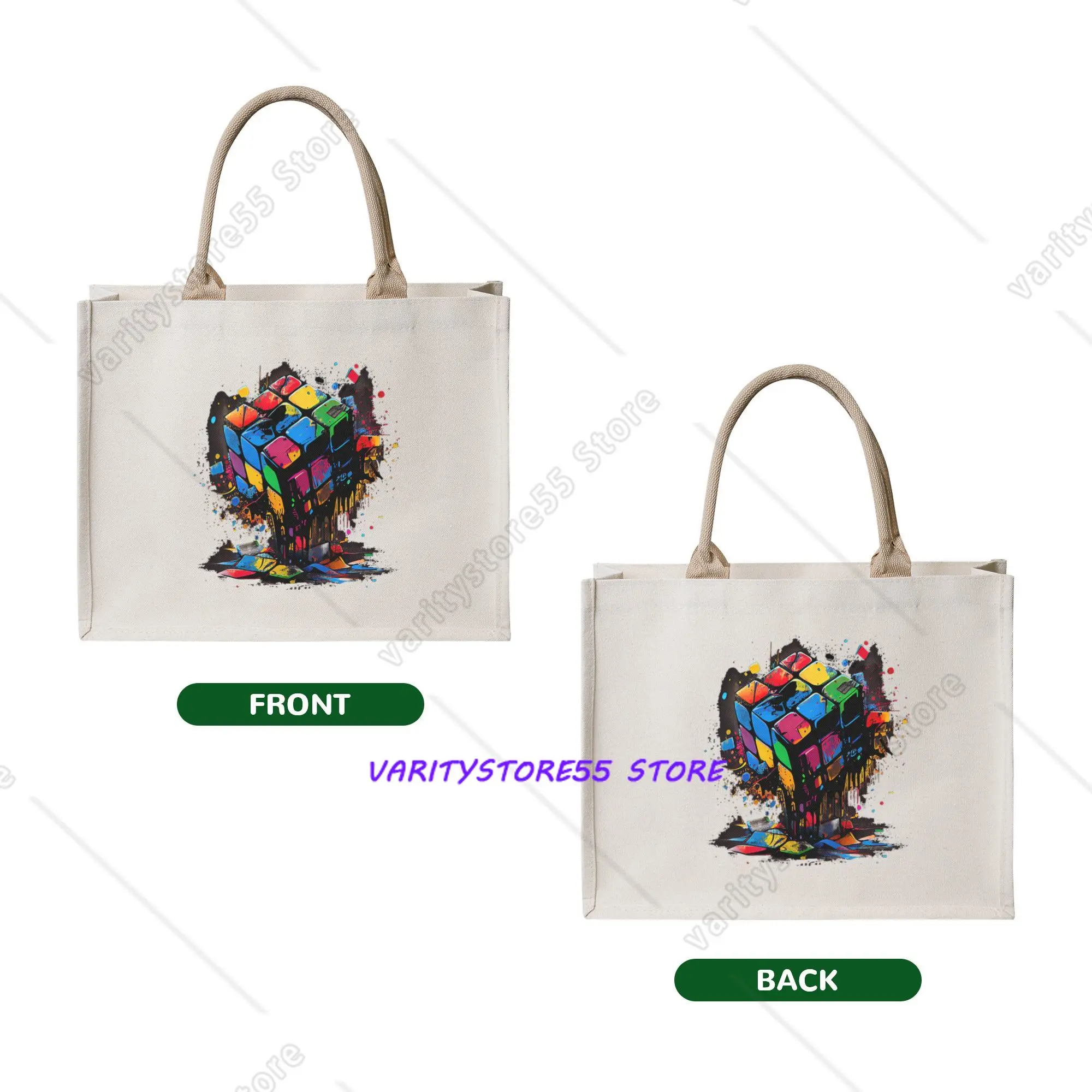 Cute Funny Cute Math Rubik Rubix Rubics  Shopping Tote Bag Portable Graffiti Style Teachers Grocery Shoulder Shopper Bag