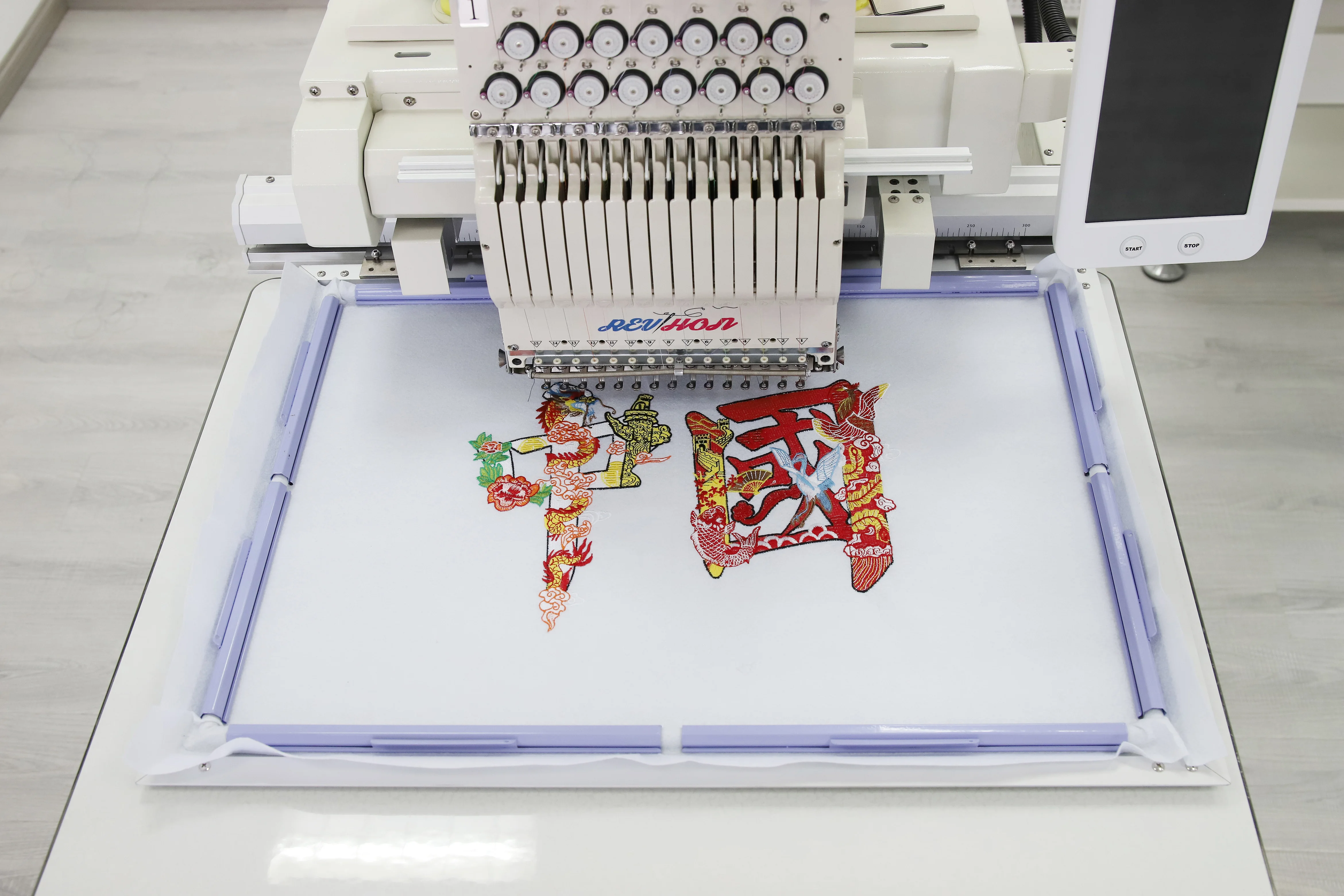 REVHON High Speed 1200RPM 600*400 Working Area 12/15 Needles New Model Single Head Embroidery Machine