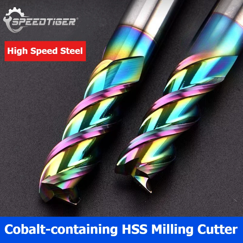 

SPEEDTIGER DLC Coating M35 Cobalt HSS End Mill High Speed Steel End Milling Cutter for Aluminum 3/4/5/6/8/10/12/14/16/20mm