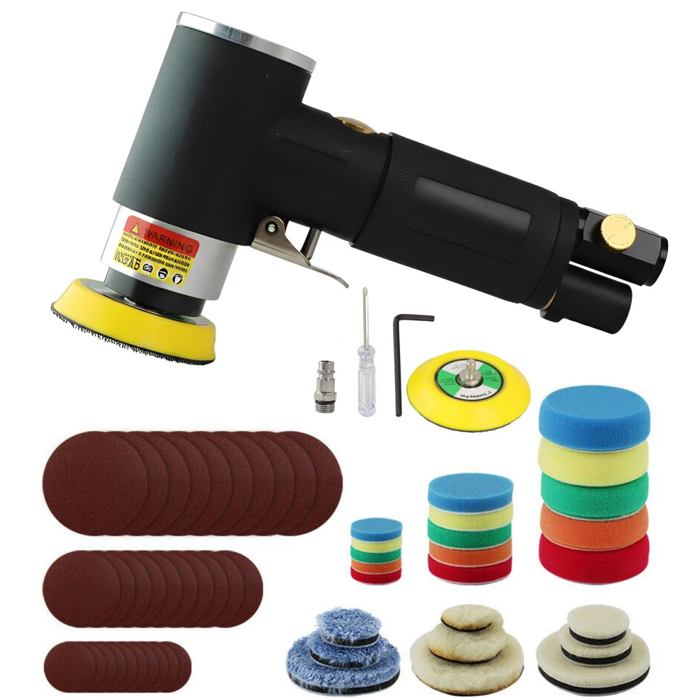 Orbit Air Sander Mini Pneumatic 1'/2'/3' Grinding Machine Set for Car Polishing High Speed Air Powered Polisher Air Tool