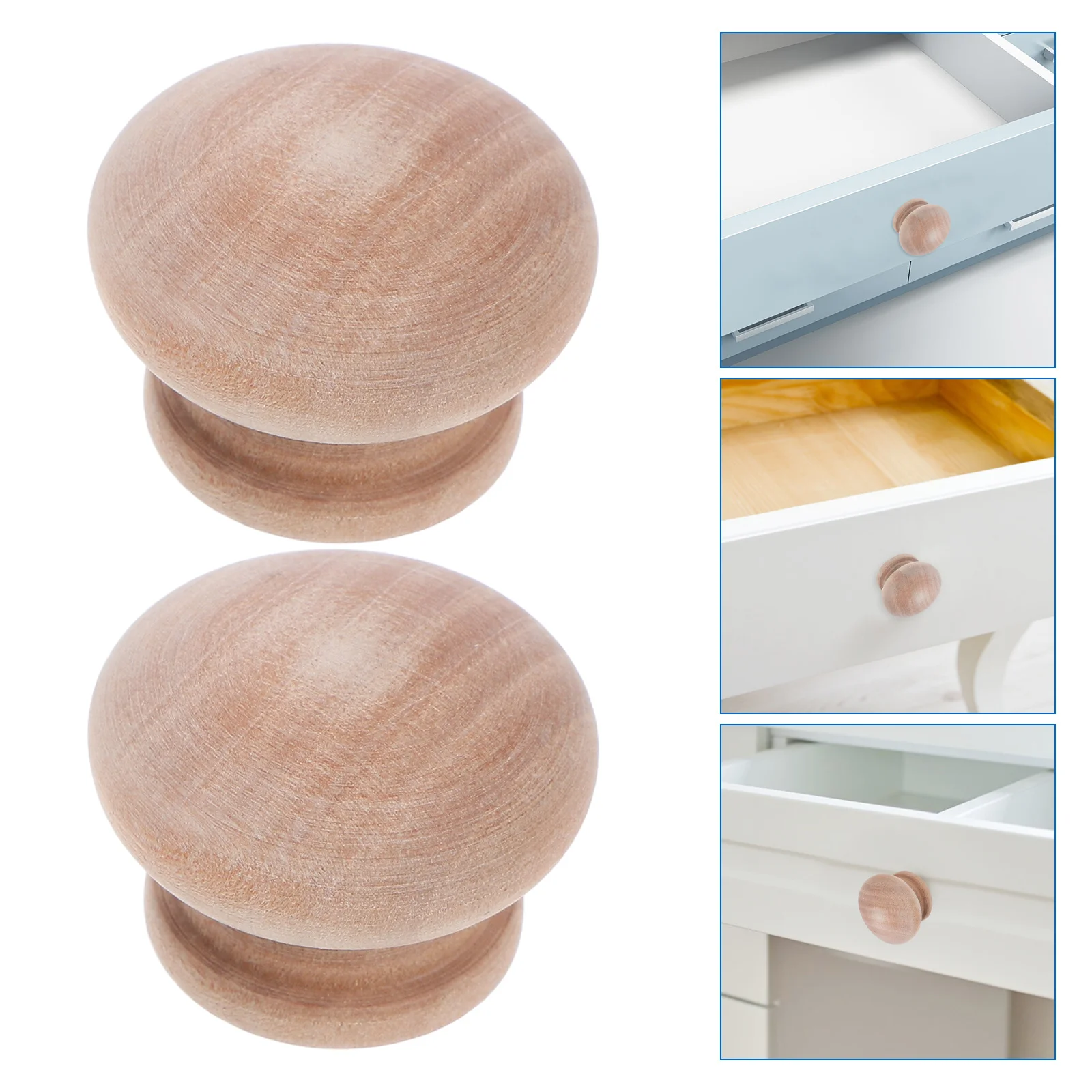 

2Pcs Rustic Natural Wood Mushroom Drawer Pulls Single Hole Cabinet Handles for Home Office Hotel Indoor Decor Beige