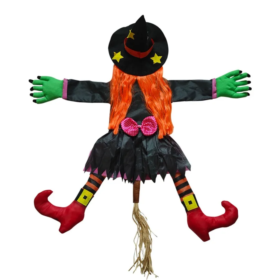 Creepy Witch Clinging to Tree – Outdoor Halloween Display Hanging Witch Crash Tree Prop – Spooky Yard Halloween Party Decoration