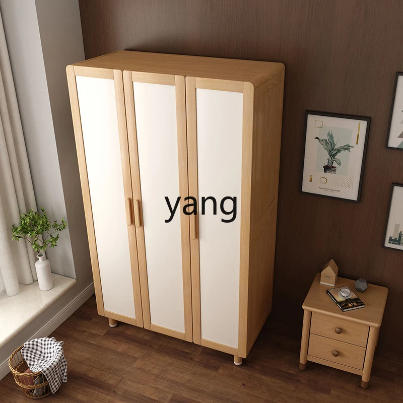 Yhl Three Door Wardrobe Boy's Solid Wood 2-Door/3-Door Wardrobe Girl's Cabinet Simple Bedroom Cabinet