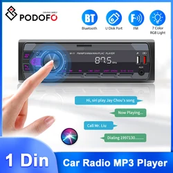 Podofo 1Din lettore MP3 porta ISO Bluetooth musica Stereo 12V 45W autoradio telecomando USB/SD/AUX-IN In-dash FM RCA Car Audio