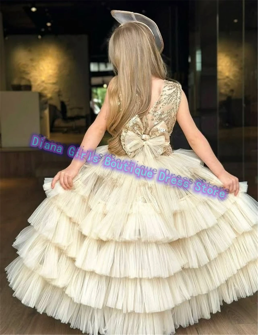 Abito da ragazza di fiori di lusso Puffy Tulle Princess Beauty Pageant abiti da festa di compleanno per bambine abiti natalizi personalizzati