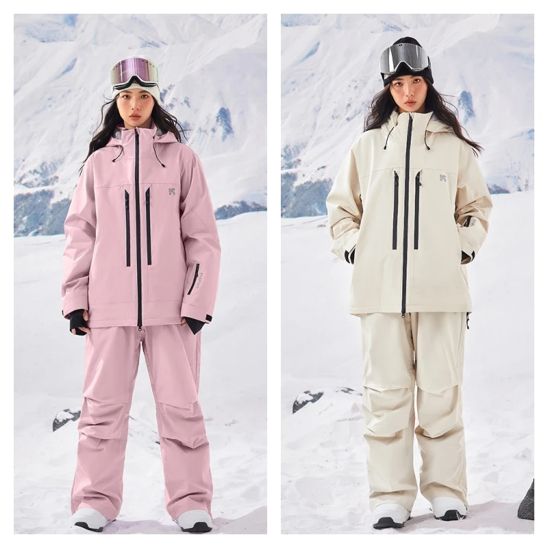 KUFUN ملابس التزلج مقاوم للماء الرياضات الشتوية سميكة على الجليد يندبروف سترة الثلوج السراويل فضفاضة عادية رجل سيدة مراهق #1