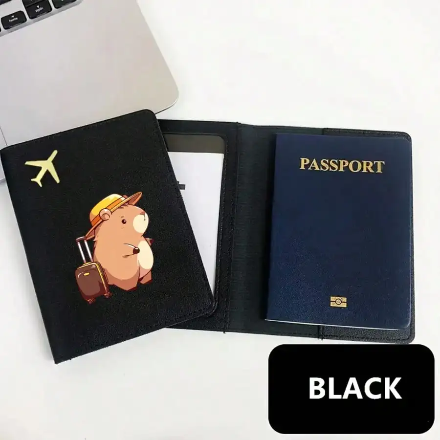 Reisepasshülle mit Capybara-Muster, 2-teiliges Set, Reisepass- und Ticket-Etui, Leichter Reisekartenhalter – Detail 9