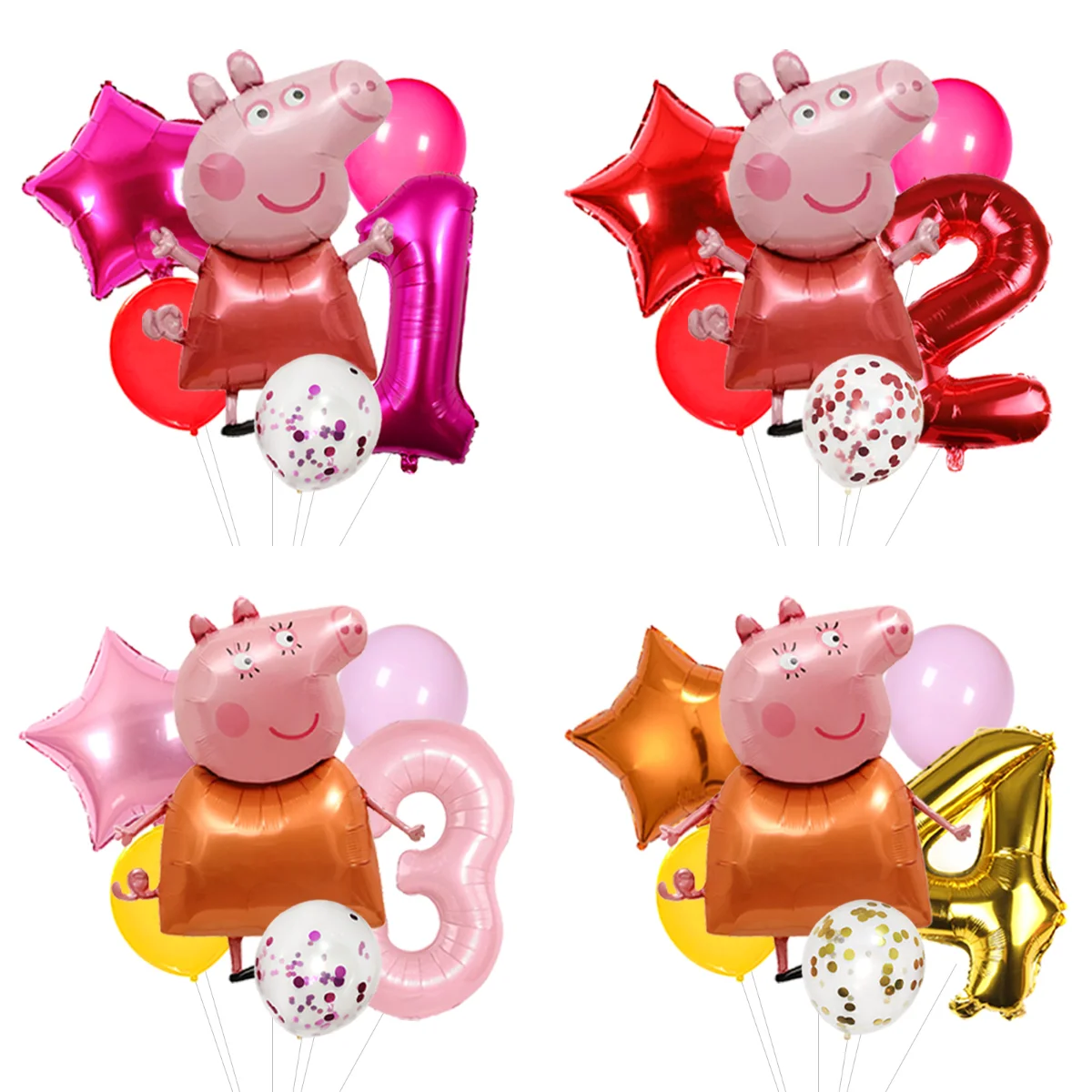 Peppa Pig Balloon Number Box Birthday Decoration Cartoon Foil Balloon Personalized Age Number Party Supplies for Kids