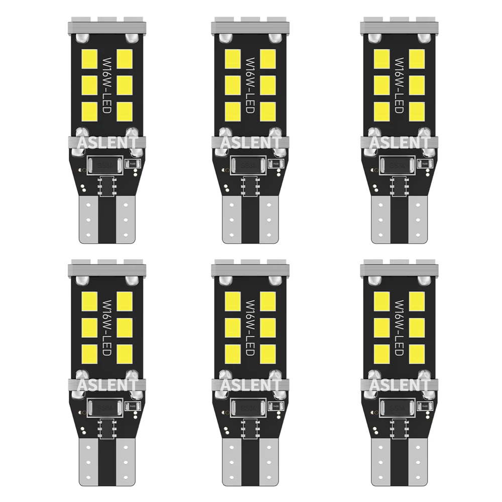 

6pcs 1400LM T15 LED Lamp Light W16W LED Canbus No Error 2835 15SMD 912 921 Bulb Car Backup Reverse Light Auto Lamp 6000K Yellow