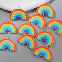 New Arrival 10pcs/lot Colorful Rainbow Resin Charms Pendant DIY Earring Necklace for Jewelry Making Accessories 26*21mm