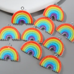 New Arrival 10pcs/lot Colorful Rainbow Resin Charms Pendant DIY Earring Necklace for Jewelry Making Accessories 26*21mm