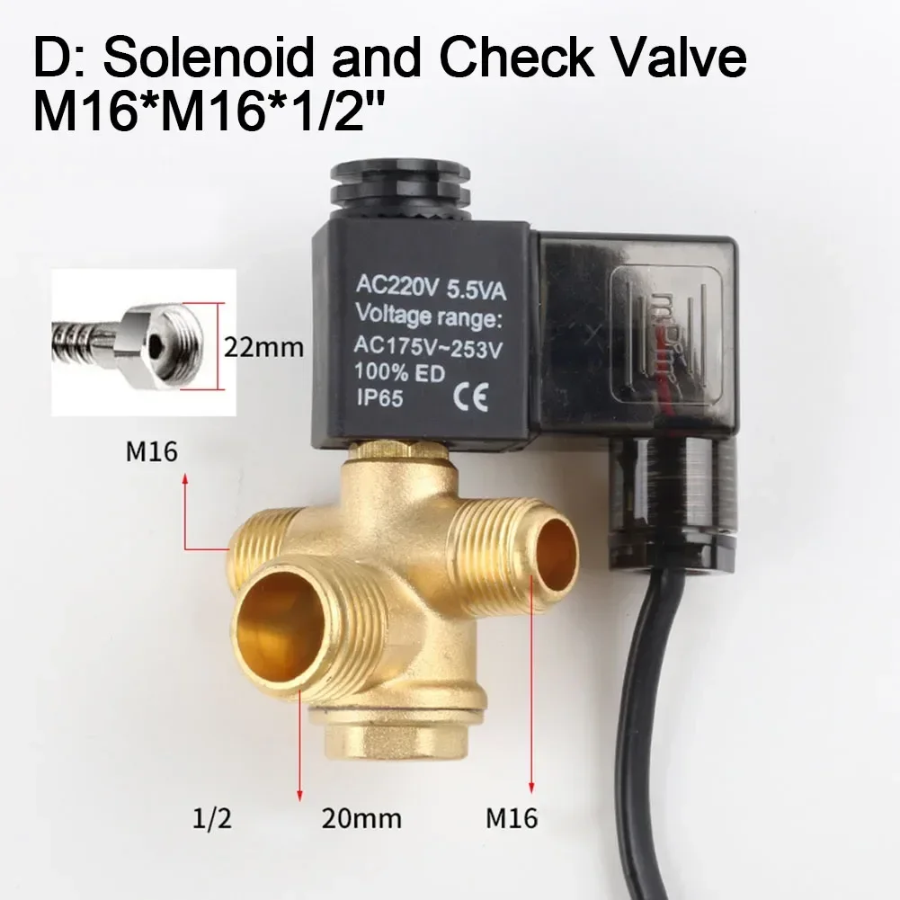 2pcs Solenoid And Check Valve Mute Oil-free Machine Power Off Exhaust Check Valve For Air Pump Compressor Pneumatic Tools