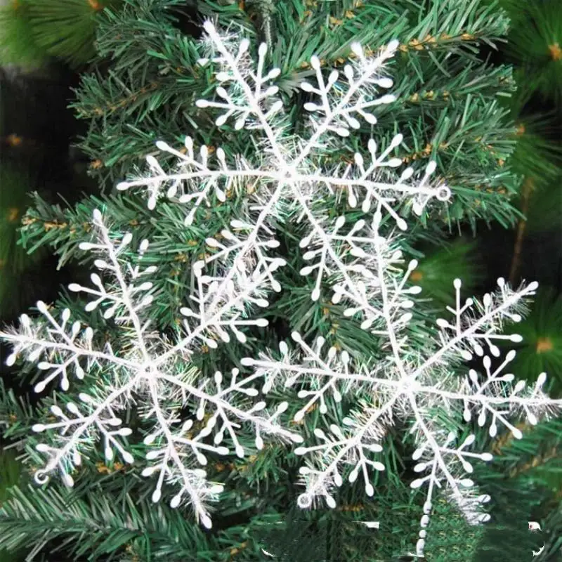 ㉤White Christmas Snowflake Ornaments Sparkly Glitter Easy Hanging Holes For Xmas Tree Holiday Party Home Decor