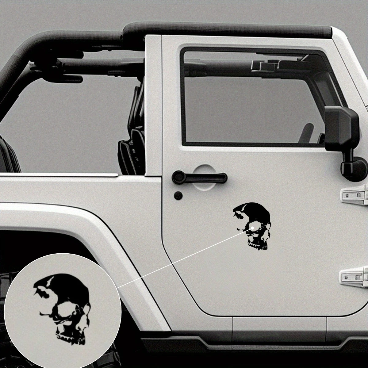 Skull Vinyl Sticker Set 2PCS Waterproof Durable Car Decal for Truck RV Motorcycle Accessories Auto Body Decoration