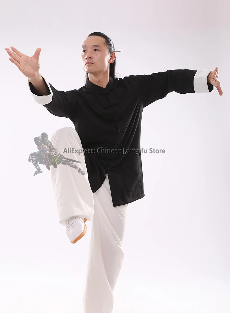 Custom White Cuffs Tai Chi Suit Kung fu Uniform Wing Chun Qigong Meditation Sets 25 Colors view 3