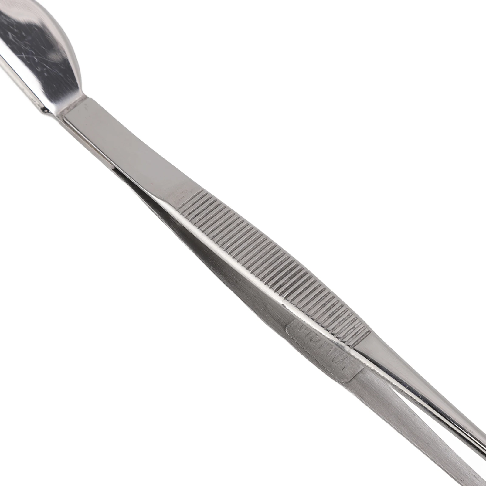 D2 Stainless Steel Garden Bonsai Long Tweezers with Crescent Moon Spatula Head for Potted Loosening Soil Planing Grass Curved