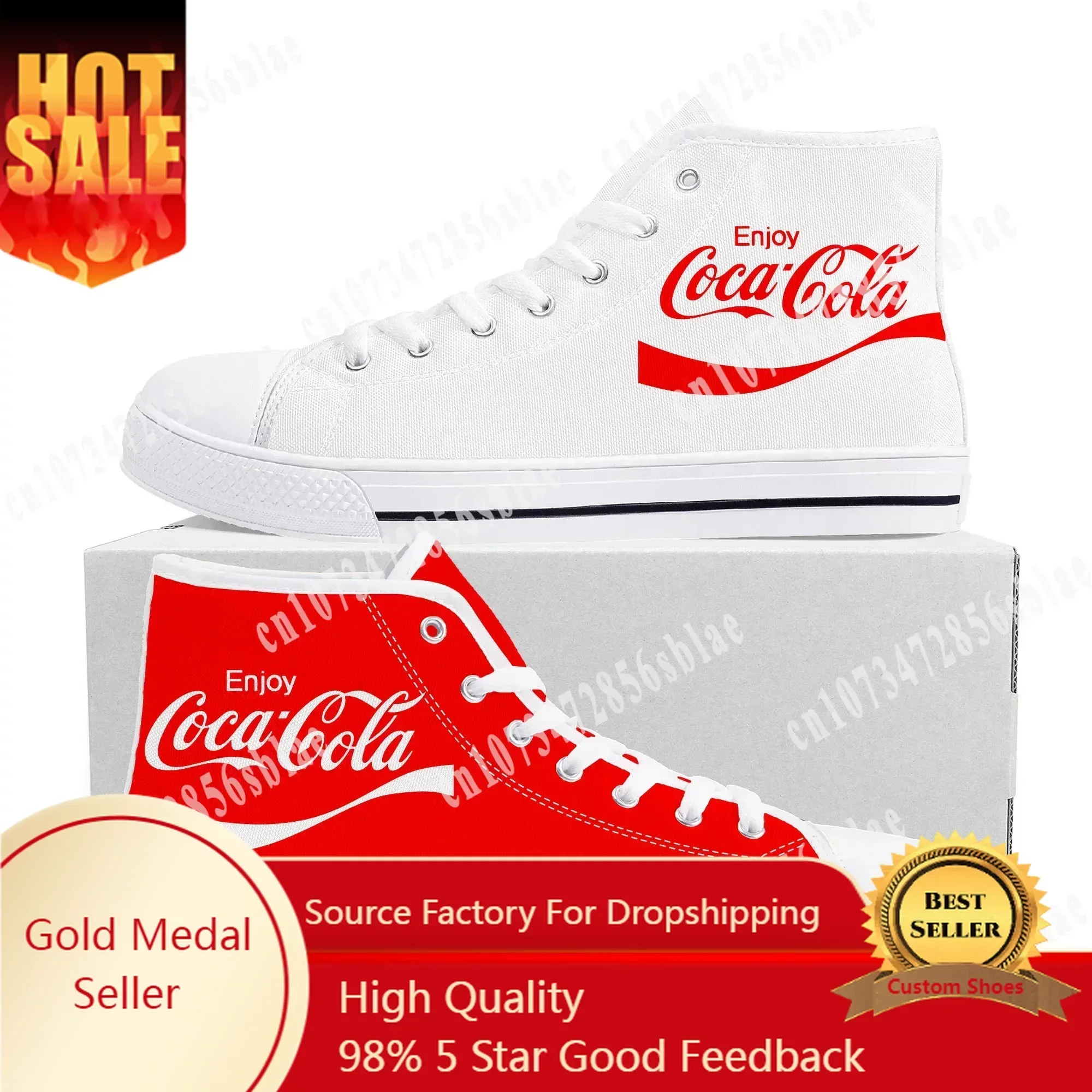 

C-Cocas High Top Sneakers Mens Womens Teenager Canvas High Quality Sneaker C-Colas Custom Made Shoes Customize DIY Shoe White