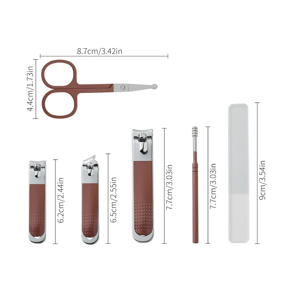 ​ Set da 6 pezzi per manicure e pedicure in acciaio inossidabile, kit per toelettatura, strumenti professionali per la cura delle unghie con custodia per donna, uomo, salone di casa ​