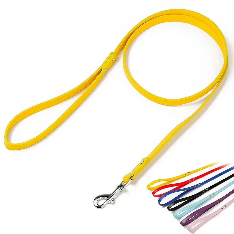 Leather Cat Dog Leashes Colorful Puppy Walking Leashes Harness Collar Lead Rope for Small Medium Large Dogs Pet Supplies 1.2M