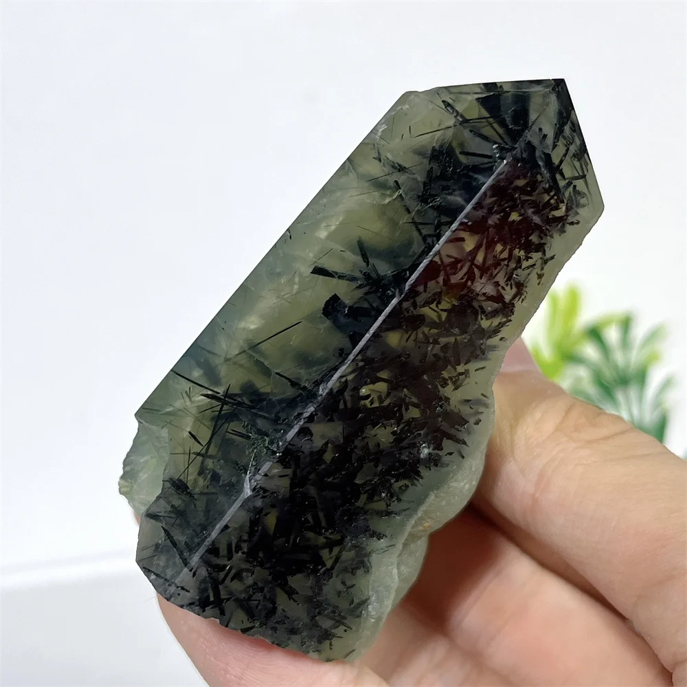 Crystal Natural Prehnite Zoisite Tower Point Gemstone Wand Stone Quartz  Home Reiki Meditation High Quality Healing Decoratiom