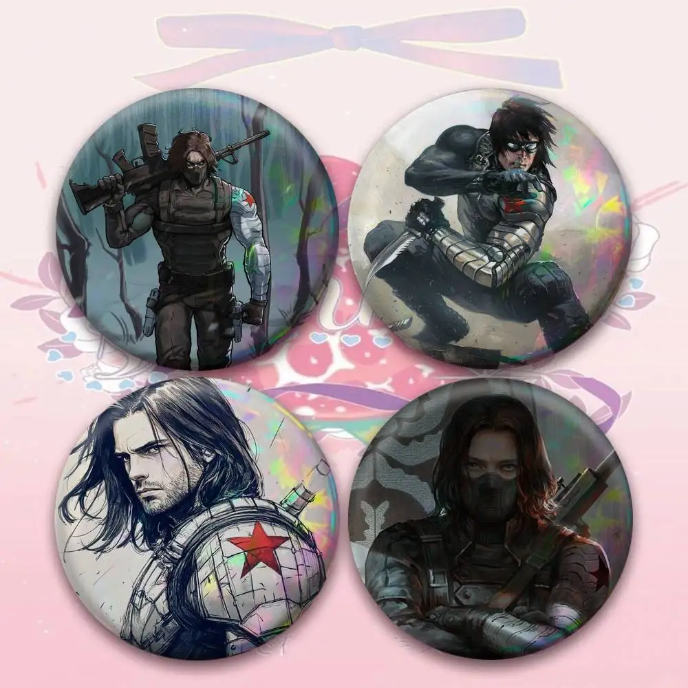 Bucky Barnes Winter Soldier Badge 25 32 44 58 75 mm Round Fans Collect Friends Gifts Brooch