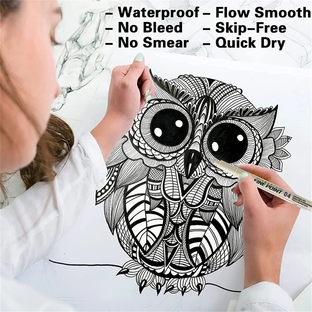 Micro Fineliner Pens, Black Drawing Art Pens, Waterproof Ink Set Artist Sketch Outline Pen, Precision Drawing and Sketching Kit image 6