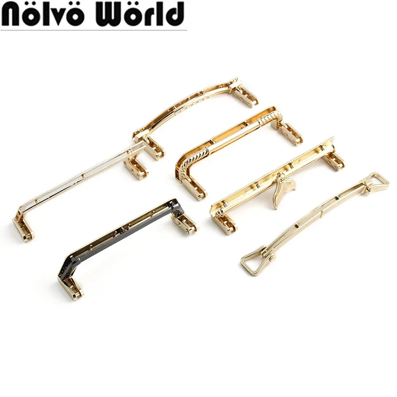 2/4/10PCS 13CM Light Gold Rectangle Retro Metal Handle For Clutch Bag Kiss Clasp Purse Frame Handbag Tote Shoulder Accessories