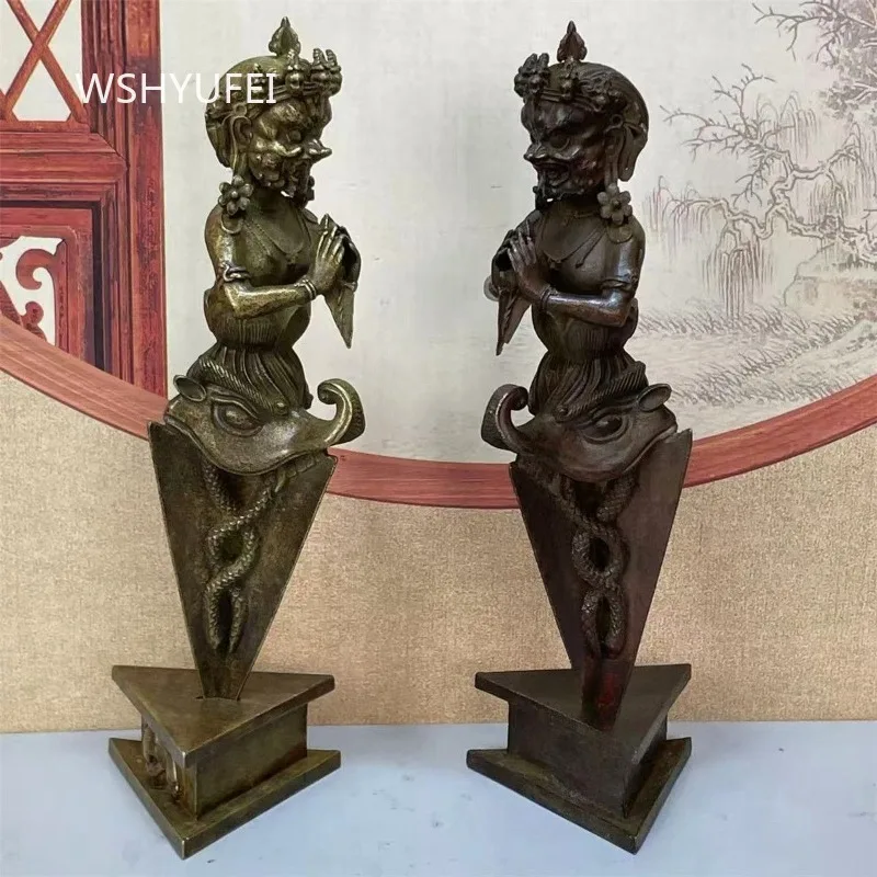 17cm Antique Padmasambhava Vajra Pestle Statue, Nepalese Craft Buddha Figurine, Home Worship Decor for Blessing & Peace