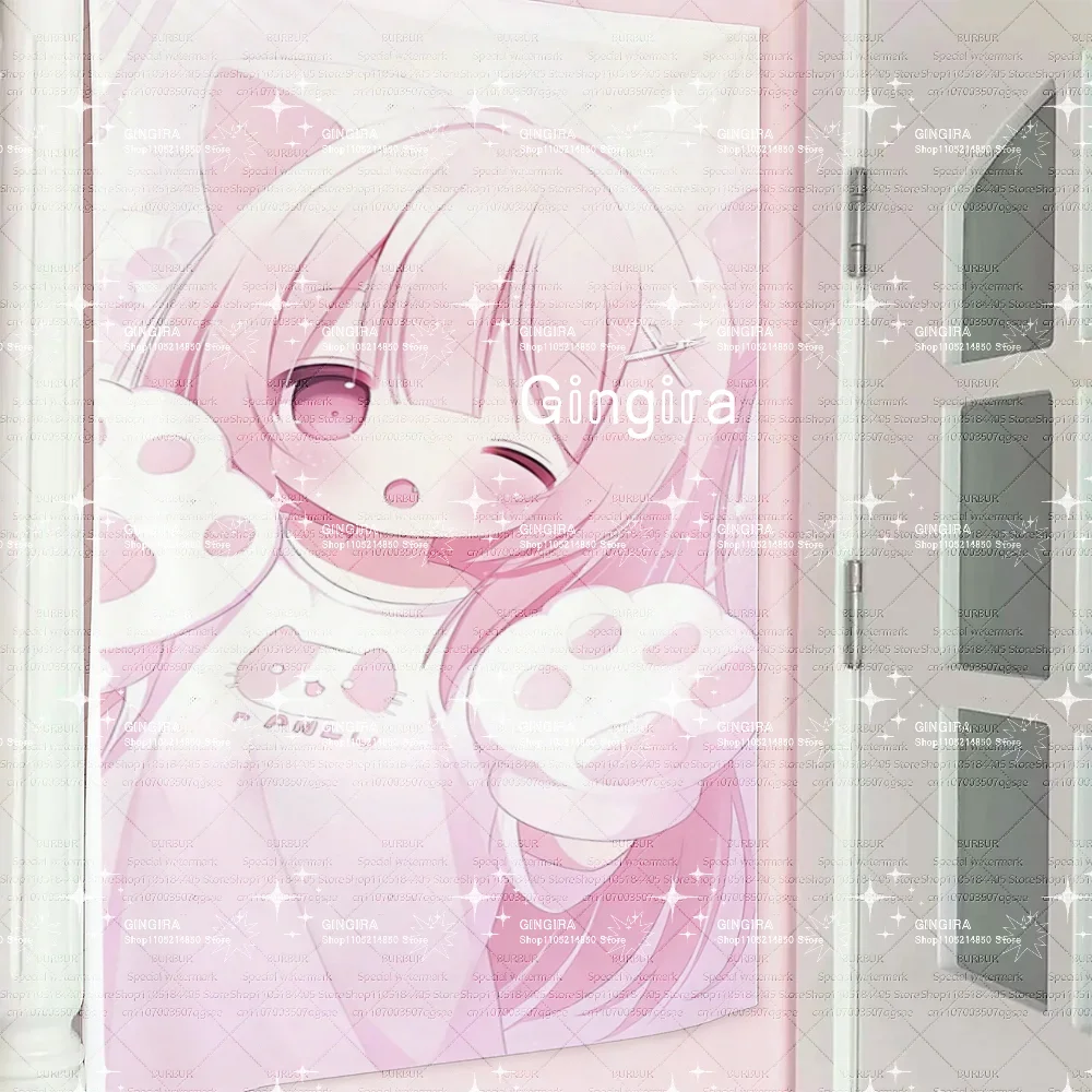 Pastel Pink Kawaii Chibi Maiden Tapestry with Sparkle Star Design for Room Wall Decor