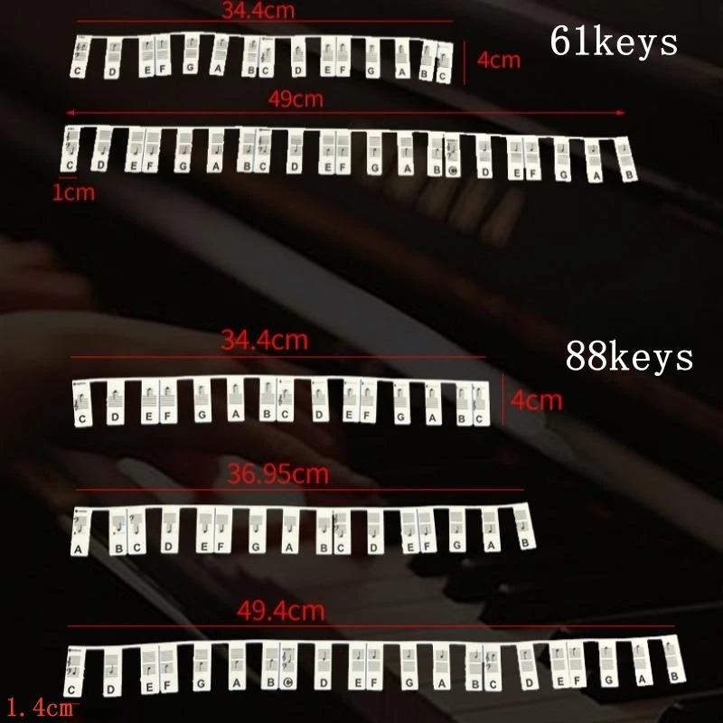 88/61 Keys Reusable Silicone Piano Keyboard Note Labels - Perfect for Kids & Beginners Learning Piano Notes Instrument Accessory