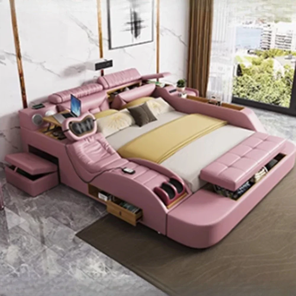 Drawer Bedroom Bed Unique Fancy Multifonction Massage Speaker Bed Sleeping King Bedroom Camas Matrimoniales House Accessories