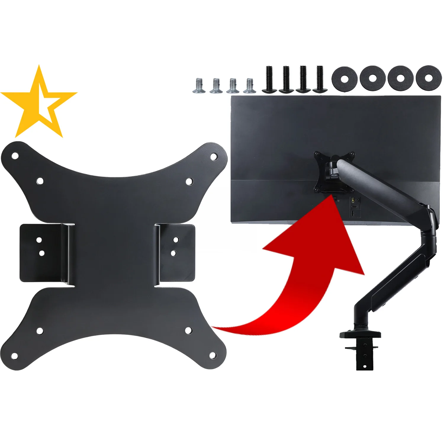 VESA Wall Mount Adapter for Lenovo L-Series L24q-10 L24q-20 L24i-10 L24i-20 X-Series X24q-10 Bracket Mounts to Stand / Arms