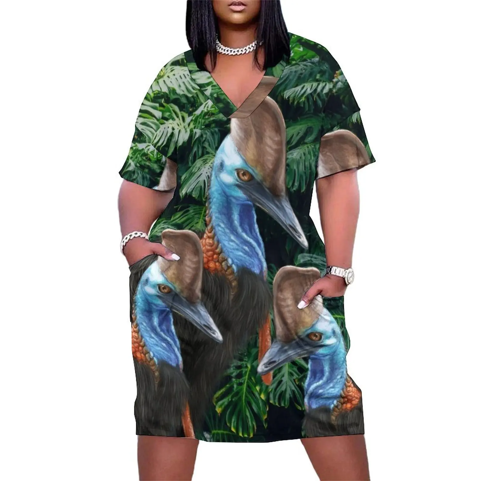 

Jungle Cassowary - by Nadya Neklioudova Loose Pocket Dress Cocktail of dresses women"s summer dress 2024