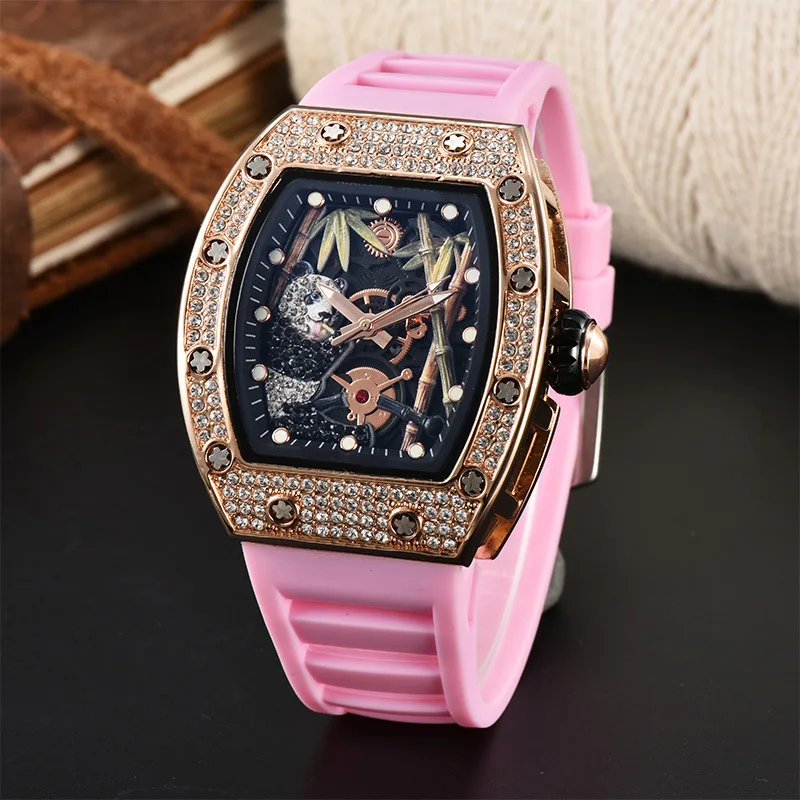 Diamond Barrel shaped colorful multi functional Watch seconds scanning Bamboo pattern Watch Waterproof wholesale