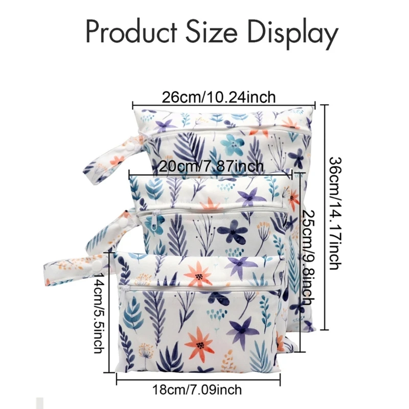 3Pcs Diaper Bag Sanitary Pad Storage Bag Portable Reusable Hanging Wet Bags for Strollers Bedside