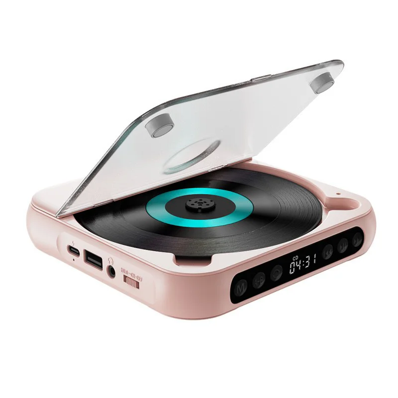 Draagbare Bluetooth Cd-Speler USB-C Snel Opladen Cadeau Voor Studie Muziek Grootouders Zwart