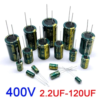Puzzles électrolytiques hautement morts, 400V, 2.2UF, 4.7UF, 6.8UF, 8.2UF, 10UF, 15UF, 22UF, 33UF, 47UF, 68UF, 82UF, 100UF, 120UF, 20% UF