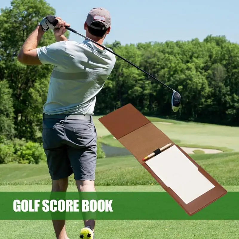 Scorecard Holder Leather PU Leather Ggolf Yardage Book Holder Yardage Book Covers Golf Score Holder Protector Fits In Most Back