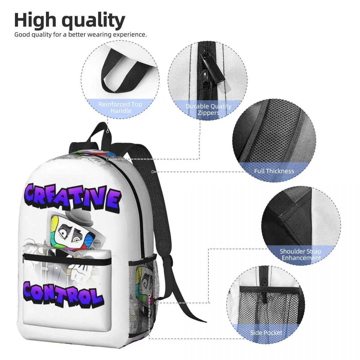 Creative Control (Mr. Puzzles) (Transparent Version) Backpack BookBag Children School Bag Computer Shoulder Bags for Men Women