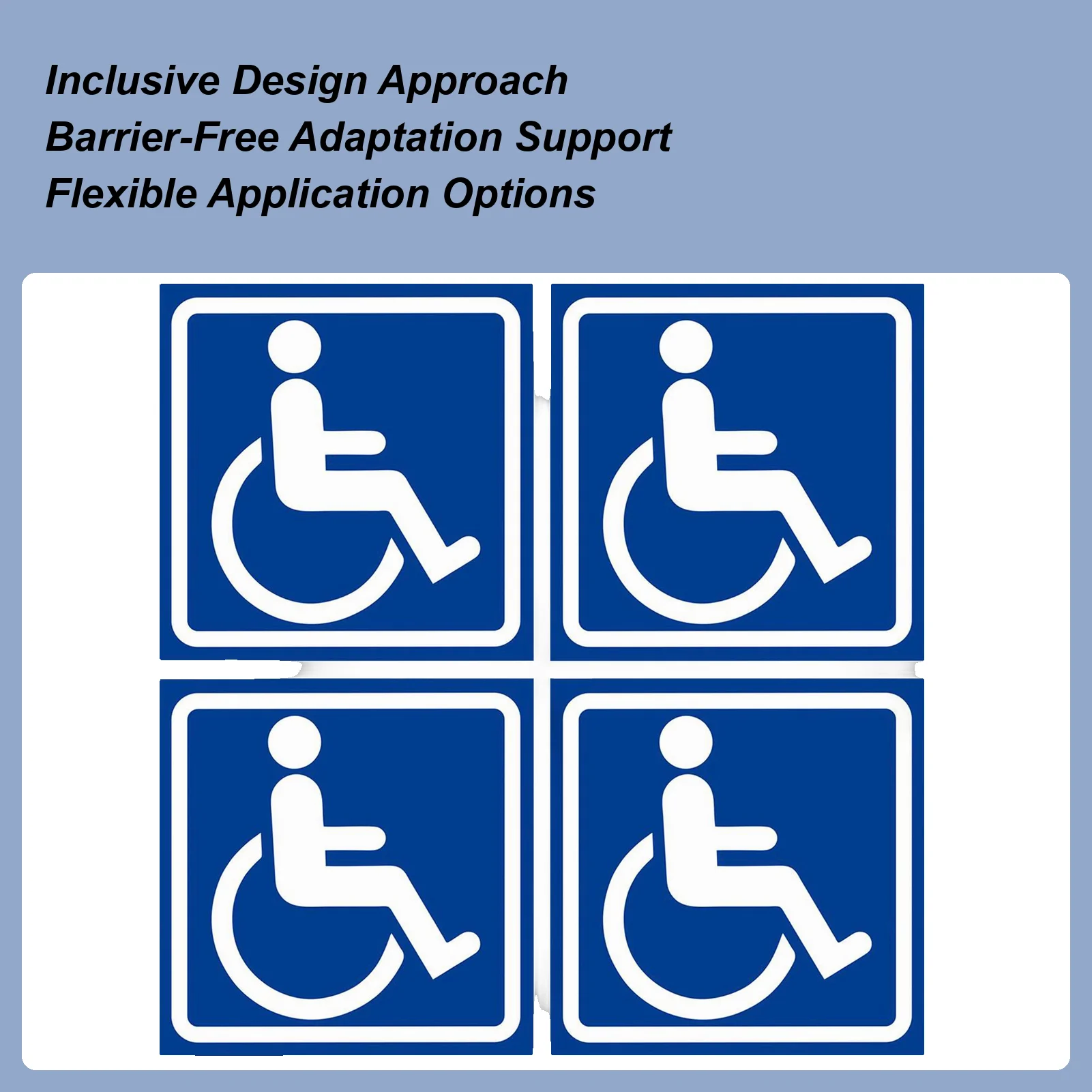 Handicap Placard 4 Pieces 4.72 X 4.72in Waterproof Self-Adhesive Auto Supplies Handicap Bathroom Sign For Bus Parking Restaurant