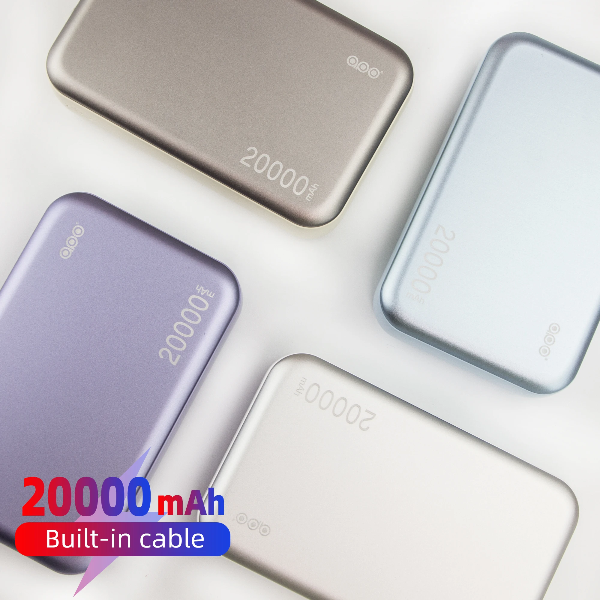 

20000mAh High Capacity Power Bank with Built-In Cables 66W PD & 22.5W Fast Charging Rechargeable Battery for iPhone & Huawei
