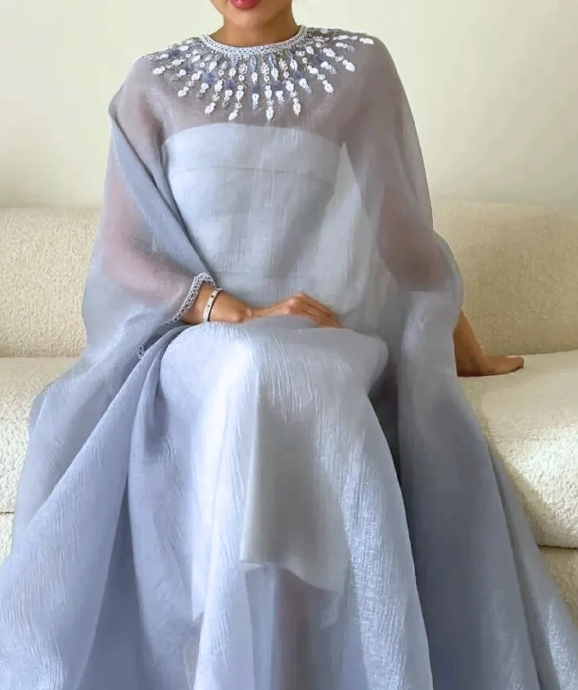 Ciynsia Gaun Malam Dubai Kustom Gaun Formal Panjang Organza Arab Saudi Gaun Prom Ukuran Besar Sederhana untuk Wanita Hamil