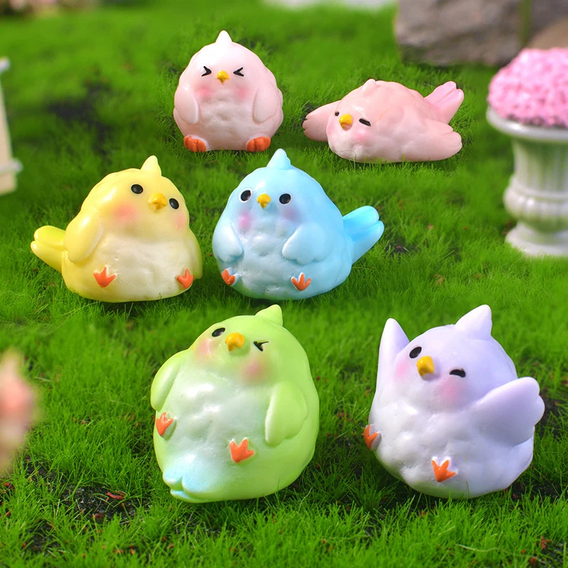 Cute Cartoon Parrot Miniature Figurine Ornament Micro Landscape Home Decoration Accessories Kawaii Desktop Decoration Gifts