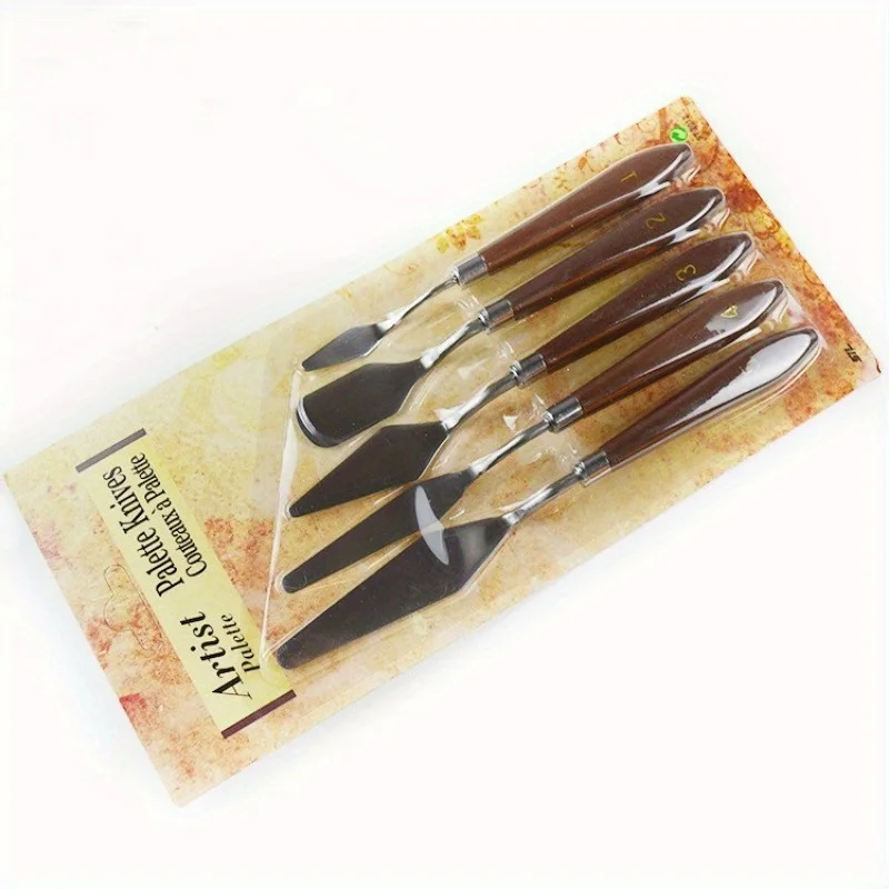5Pcs Mixed Stainless Steel Palette Scraper Set Spatula Knives for Artist Oil Painting Tools Painting Knife Blade