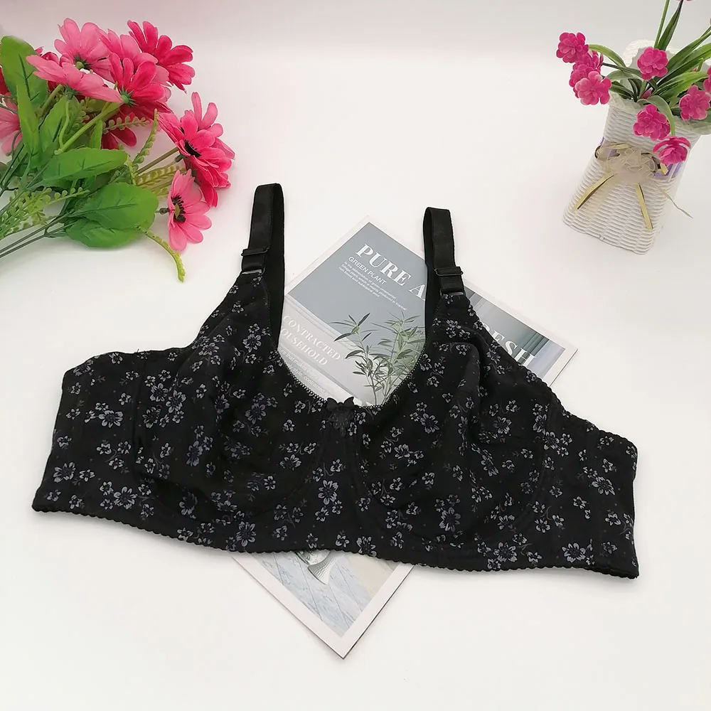 

Ultra Thin Unlined Non-Padded Women Underwear Comfort Breathable Bras Cotton Brassieres Floral Printing Female Sexy Lingerie C19