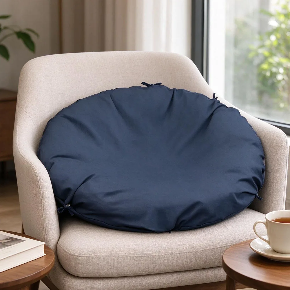 Waterproof Round Chair Cover for Outdoor Round Lounge Chair Cushions 140cm Diameter with Dual Fixing Zipper and Tie Strap Design