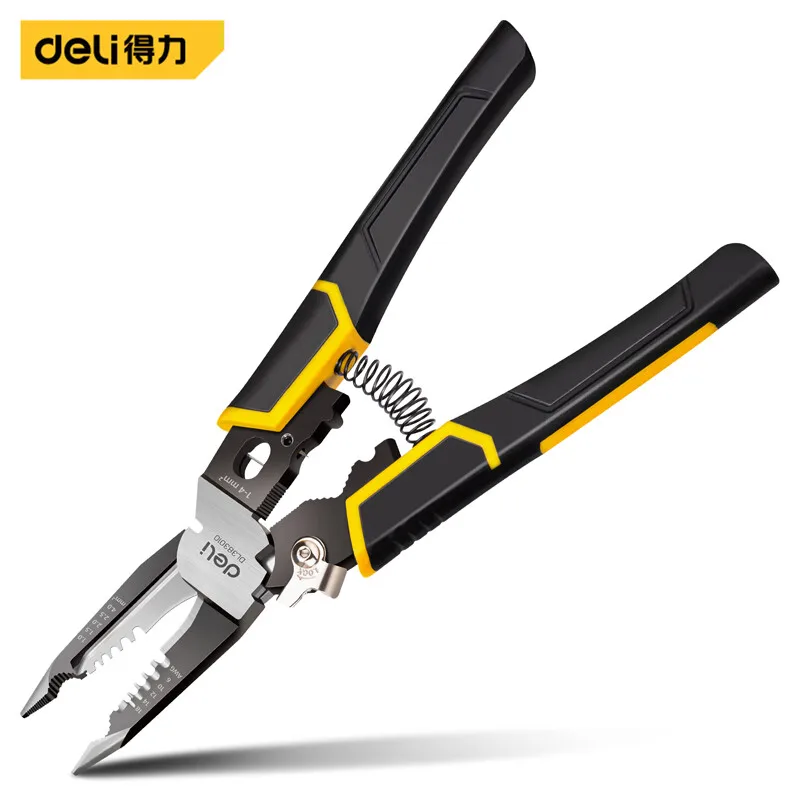 Deli 9 in 1 Electrician Pliers Multifunctional Needle Nose Pliers for Wire Stripping Cable Cutters Terminal Crimping Hand Tools