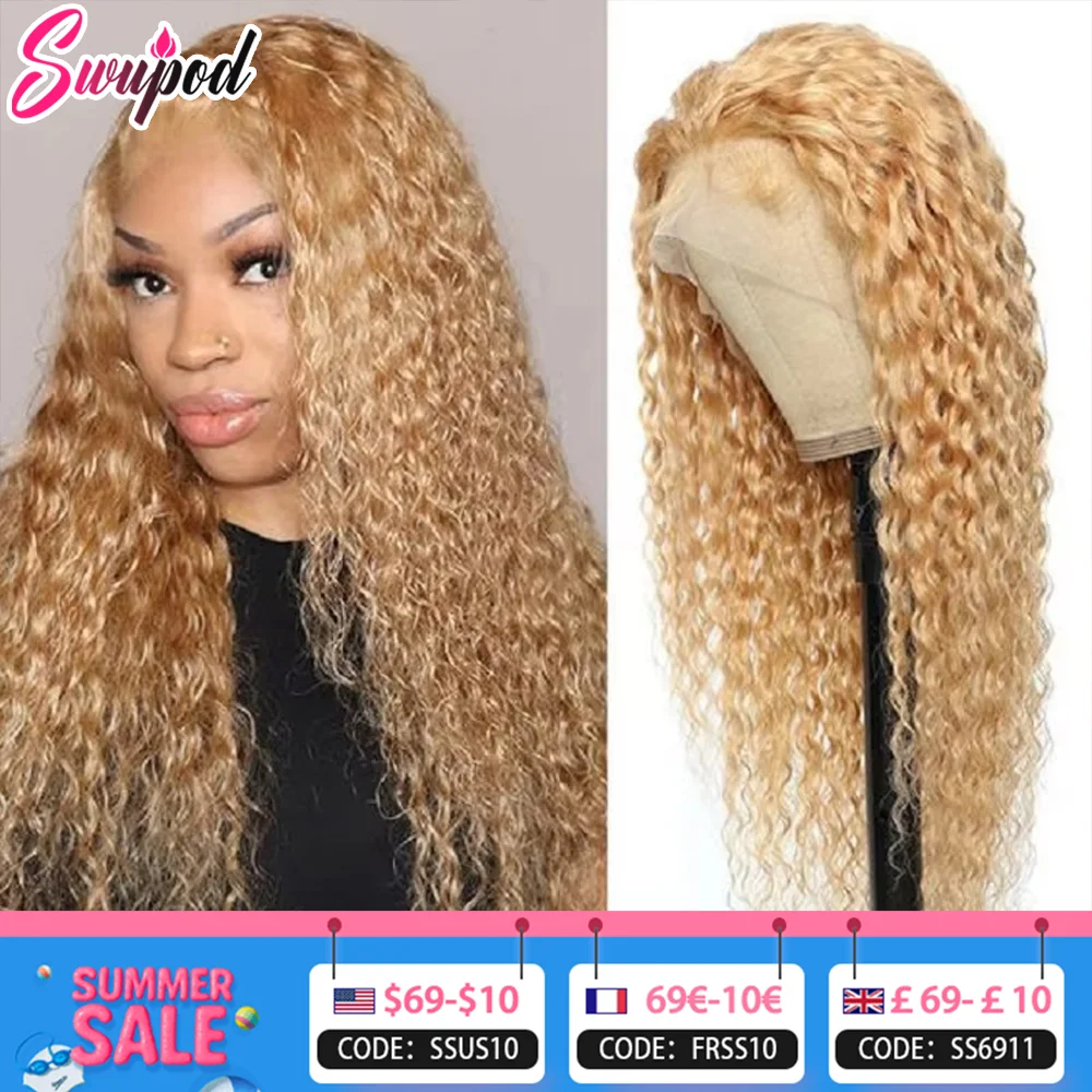 

Honey Blonde 200% Full 13x4 13x6 HD Lace Front Wig for Women Remy Human Hair Deep 4x4 Closure 30 Wig 27#Light Brown Color Water