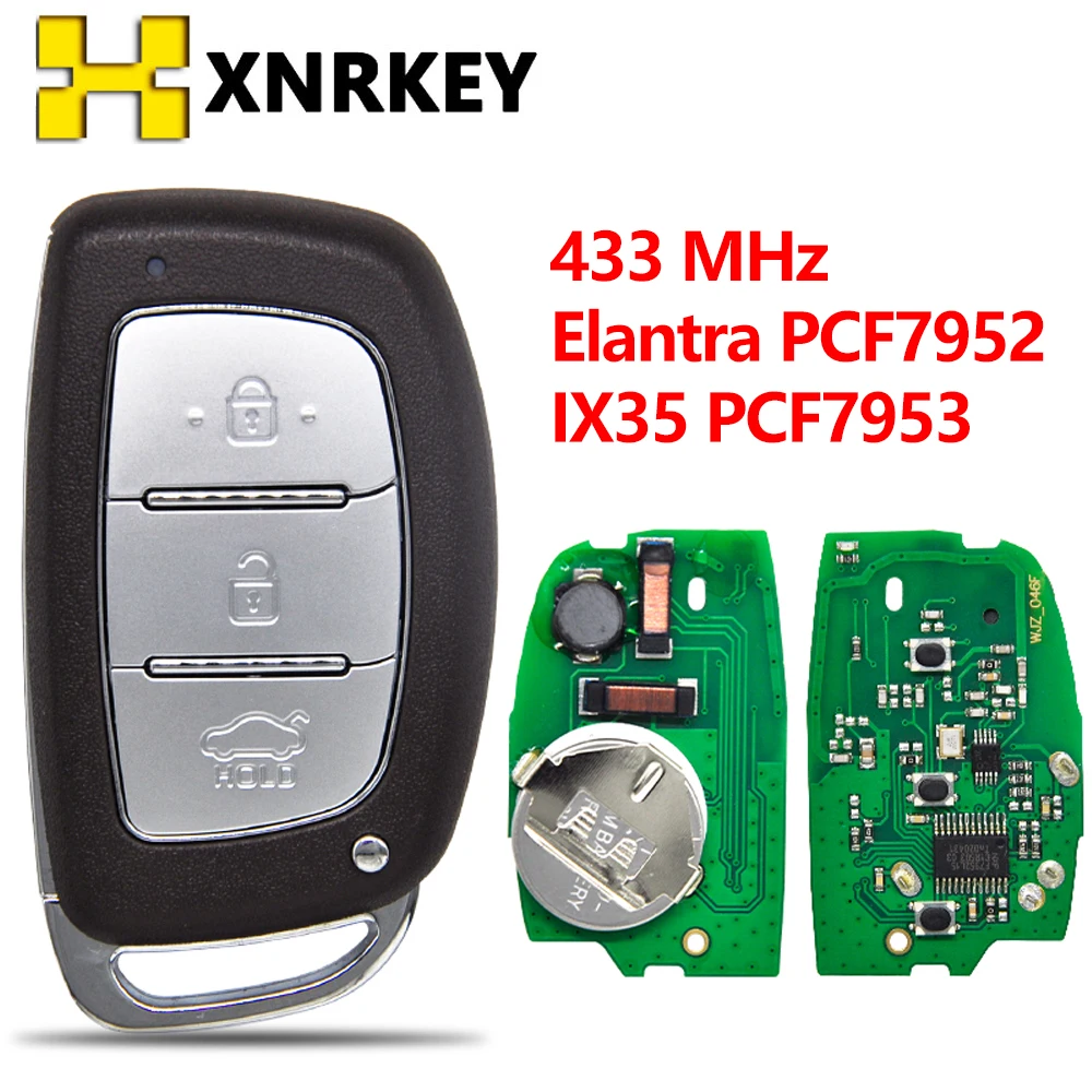 

XNRKEY Car Remote Key Smart Control Keyless Entry For Hyundai IX35 ID46 PCF7953 Verna Elantra ID46 PCF7952/7953 433FSK